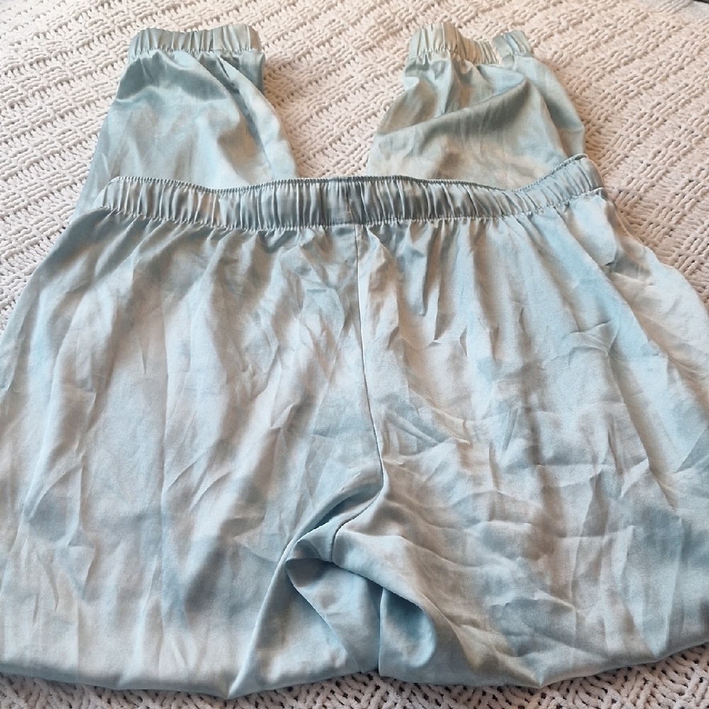 Stars Above Sky Green Satin Like Sleepwear Size S - Picture 2 of 5
